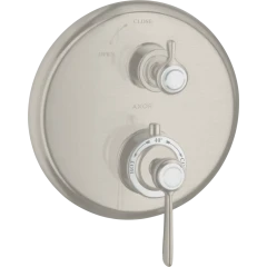 Термостат Axor Montreux, с запорным вентилем, с рычаговой рукояткой, сталь арт. 16801800