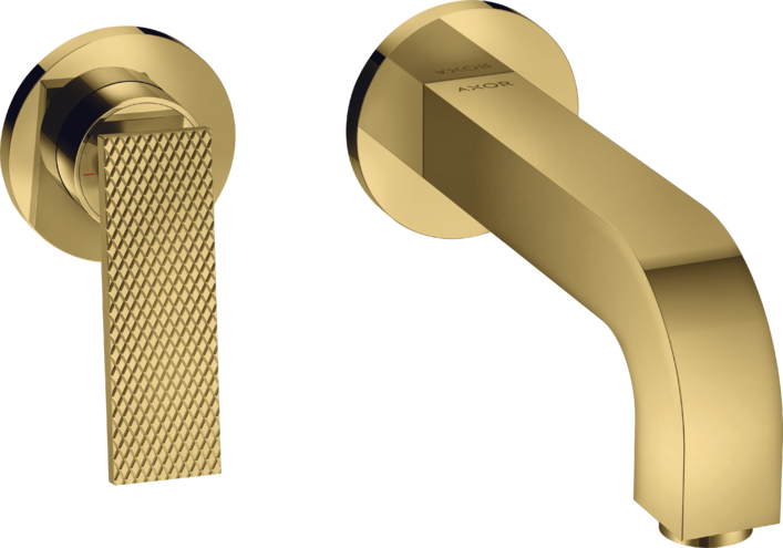 Купить купить смеситель для раковины настенный axor citterio 220 мм, с рычаговой рукояткой - с текстурой, полированное золото арт. 39181990