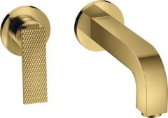 Смеситель для раковины настенный AXOR Citterio 220 мм, с рычаговой рукояткой - с текстурой, полированное золото арт. 39181990