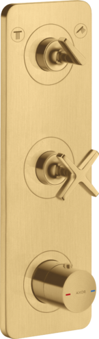Купить купить модуль термостата 380/120 axor citterio e для 2 потребителей, скрытого монтажа, с панелью, матовое золото арт. 36703250