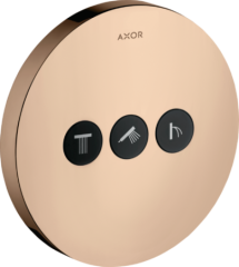 Вентиль AXOR ShowerSelect для 3 потребителей, круглый, СМ, полированное красное золото арт. 36727300