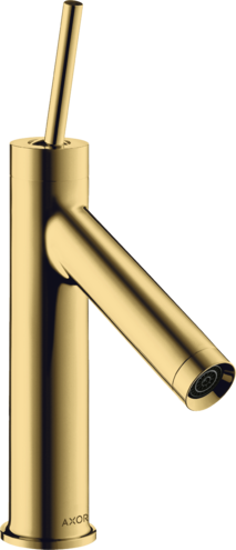 Купить купить смеситель для раковины axor starck 90, однорычажный, с тонкой рукояткой, с не запираемым сливным набором, полированное золото арт. 10117990