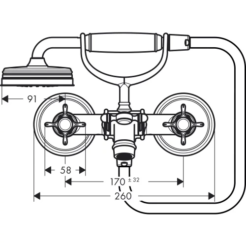 Купить купить смеситель для ванны axor montreux с крестообразными рукоятками, хром арт. 16540000