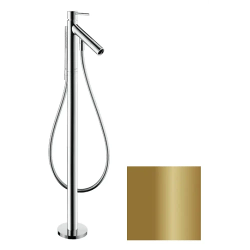 Купить купить смеситель для ванны напольный axor starck, однорычажный, с круглой рычаговой рукояткой, полированная бронза арт. 10456130