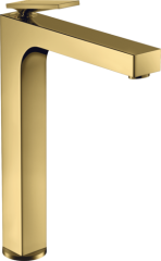 Смеситель для раковины AXOR Citterio 280 с рычаговой рукояткой, для накладной раковины, со сливным гарнитуром, полированное золото арт. 39021990