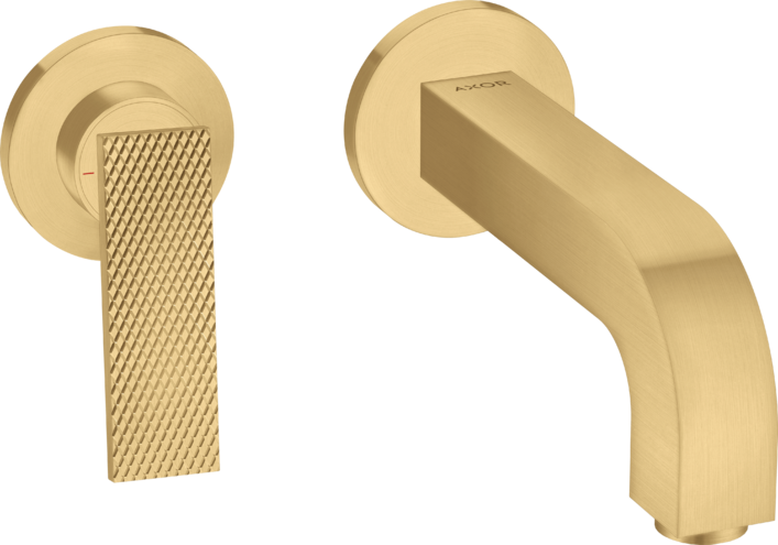 Купить купить смеситель для раковины настенный axor citterio 220 мм, с рычаговой рукояткой - с текстурой, матовое золото арт. 39181250