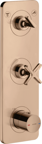 Купить купить модуль термостата 380/120 axor citterio e для 2 потребителей, скрытого монтажа, с панелью, полированное красное золото арт. 36703300