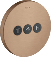Вентиль AXOR ShowerSelect для 3 потребителей, круглый, СМ, шлифованное красное золото арт. 36727310