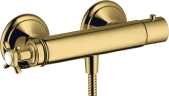 Купить купить термостат для душа axor montreux, внешнего монтажа, с крестообразной рукояткой, полированное золото арт. 16261990