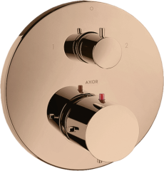 Термостат с запорным/переключающим вентилем Axor Starck, полированное красное золото арт. 10720300