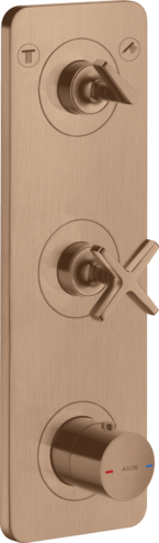 Купить купить модуль термостата 380/120 axor citterio e для 2 потребителей, скрытого монтажа, с панелью, матовое красное золото арт. 36703310