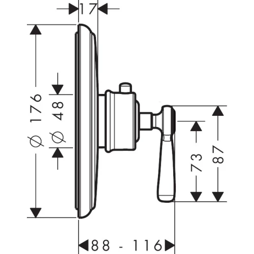 Купить купить термостат axor montreux, скрытого монтажа, с рычаговой рукояткой, шлифованное красное золото арт. 16823310