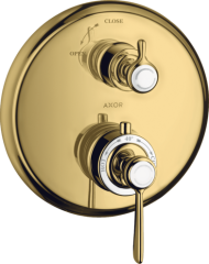 Термостат Axor Montreux, с запорным вентилем, с рычаговой рукояткой, полированное золото арт. 16801990