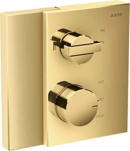 Купить купить термостат axor edge с запорным вентилем, полированное золото арт. 46750990