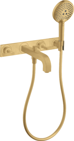 Купить купить смеситель для ванны axor citterio на 3 отверстия настенный, с рычаговыми рукоятками, с панелью, матовое золото арт. 39442250