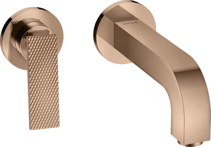 Купить купить смеситель для раковины настенный axor citterio 220 мм, с рычаговой рукояткой - с текстурой, полированное красное золото арт. 39181300