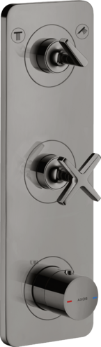 Купить купить модуль термостата 380/120 axor citterio e для 2 потребителей, скрытого монтажа, с панелью, полированный черный, хром арт. 36703330