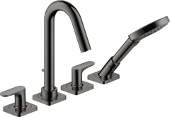 Смеситель на край ванны AXOR Citterio M на 4 отверстия с рычаговыми рукоятками, полированный черный, хром арт. 34444330