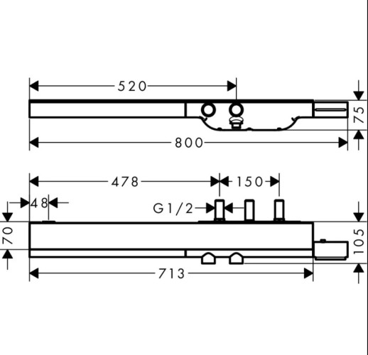 Купить купить термостат axor showersolutions 800, комбинированного монтажа, полированный черный, хром арт. 45440330