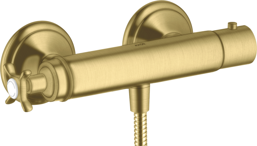 Купить купить термостат для душа axor montreux, внешнего монтажа, с крестообразной рукояткой, шлифованная медь арт. 16261950