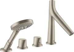 Термостат для ванны Axor Starck Organic, на 4 отверстия, монтаж на плитку, шлифованный никель арт. 12426820