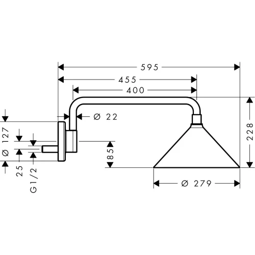Купить купить верхний душ axor showers/front 240 2jet, с держателем, полированный черный, хром арт. 26021330
