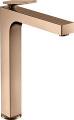 Смеситель для раковины AXOR Citterio 280 с рычаговой рукояткой, для накладной раковины, со сливным гарнитуром, полированное красное золото арт. 39021300