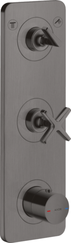 Купить купить модуль термостата 380/120 axor citterio e для 2 потребителей, скрытого монтажа, с панелью, матовый черный, хром арт. 36703340