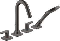 Смеситель на край ванны AXOR Citterio M на 4 отверстия с рычаговыми рукоятками, матовый черный, хром арт. 34444340