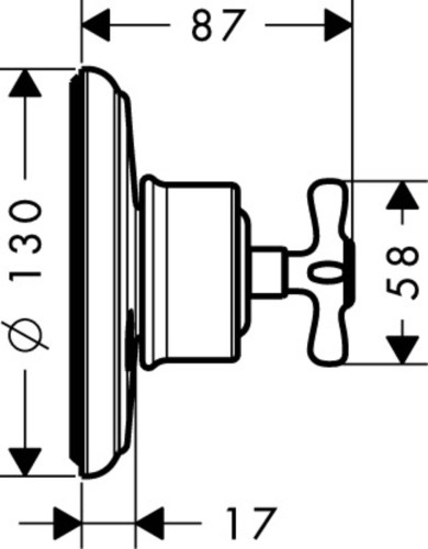 Купить купить запорный/переключающий вентильtrio/quattro axor montreux с крестообразной рукояткой матовый никель арт. 16830820