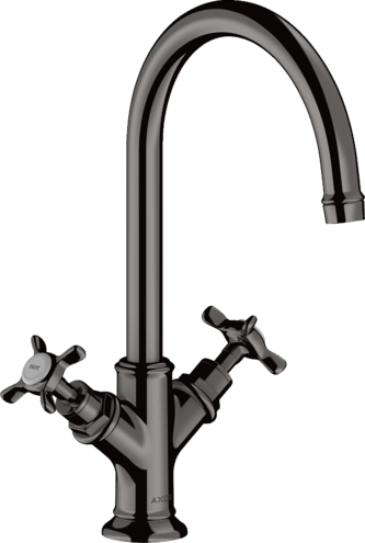 Купить купить смеситель для раковины axor montreux 210, с 2 крестообразными рукоятками, с не запираемым сливным набором, полированный черный, хром арт. 16506330