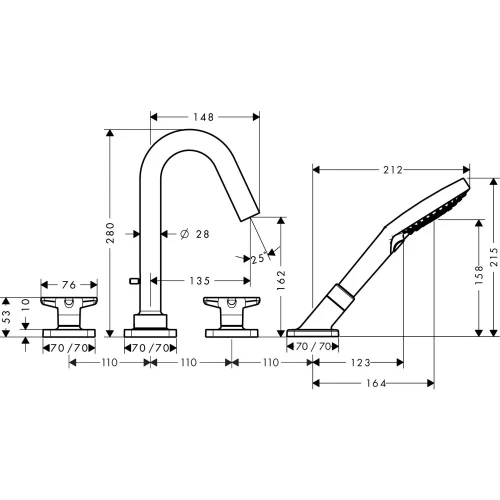 Купить купить смеситель axor citterio m на край ванны с рукоятками в форме звезд и розетками 1/2, хром арт. 34446000
