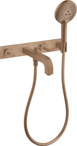 Купить купить смеситель для ванны axor citterio на 3 отверстия настенный, с рычаговыми рукоятками, с панелью, матовое красное золото арт. 39442310