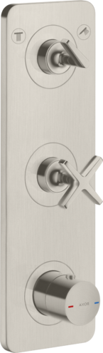 Купить купить модуль термостата 380/120 axor citterio e для 2 потребителей, скрытого монтажа, с панелью, сталь арт. 36703800