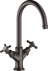 Смеситель для раковины Axor Montreux 210, с 2 крестообразными рукоятками, с не запираемым сливным набором, шлифованный черный, хром арт. 16506340