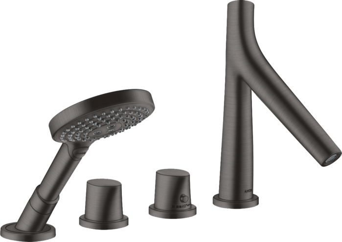 Купить купить термостат для ванны axor starck organic, на 4 отверстия, монтаж на плитку, шлифованный черный, хром арт. 12426340