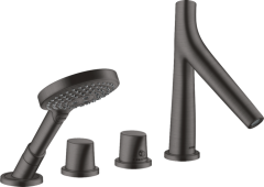 Термостат для ванны Axor Starck Organic, на 4 отверстия, монтаж на плитку, шлифованный черный, хром арт. 12426340