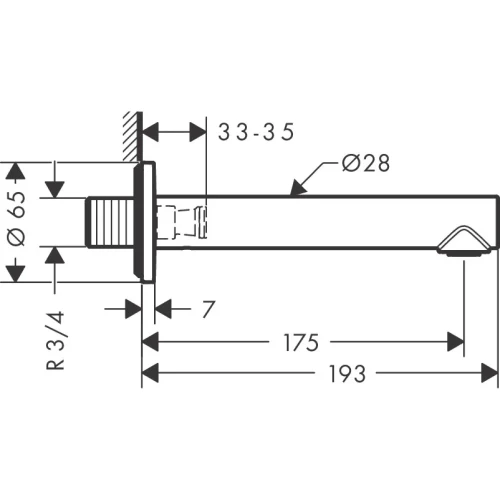 Купить купить излив на ванну axor uno прямой, хром арт. 45410000