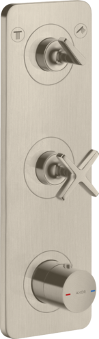 Купить купить модуль термостата 380/120 axor citterio e для 2 потребителей, скрытого монтажа, с панелью, матовый никель арт. 36703820