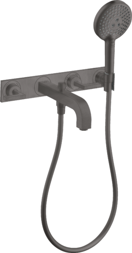 Купить купить смеситель для ванны axor citterio на 3 отверстия настенный, с рычаговыми рукоятками, с панелью, матовый черный, хром арт. 39442340