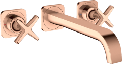 Смеситель для раковины настенный AXOR Citterio E на 3 отверстия, с изливом 220 мм, с отдельными розетками, полированное красное золото арт. 36107300