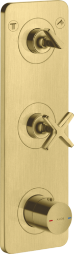 Купить купить модуль термостата 380/120 axor citterio e для 2 потребителей, скрытого монтажа, с панелью, матовая латунь арт. 36703950