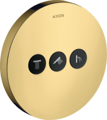 Вентиль AXOR ShowerSelect для 3 потребителей, круглый, СМ, полированное золото арт. 36727990