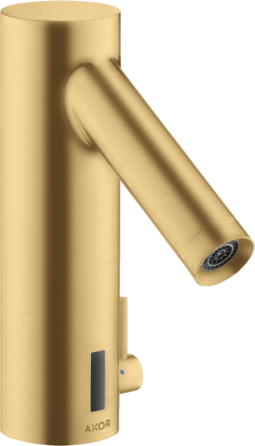 Купить купить смеситель для раковины электронный axor starck 90, с регулировкой температуры, питание от батареек, шлифованное золото арт. 10101250