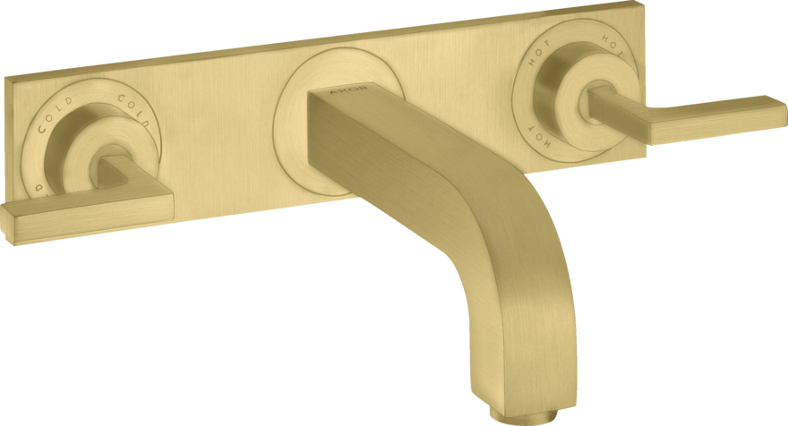 Купить купить смеситель для раковины axor citterio на 3 отверстия, скрытого монтажа, с изливом 226 мм, с рычаговыми рукоятками, с панелью, матовая латунь арт. 39148950