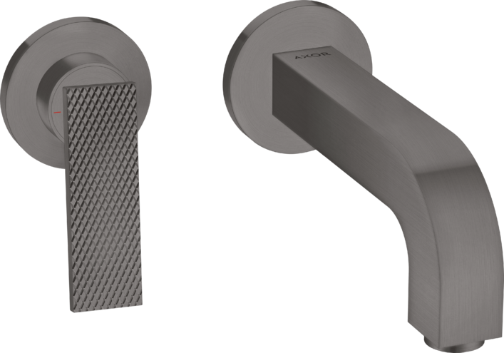 Купить купить смеситель для раковины настенный axor citterio 220 мм, с рычаговой рукояткой - с текстурой, матовый черный, хром арт. 39181340