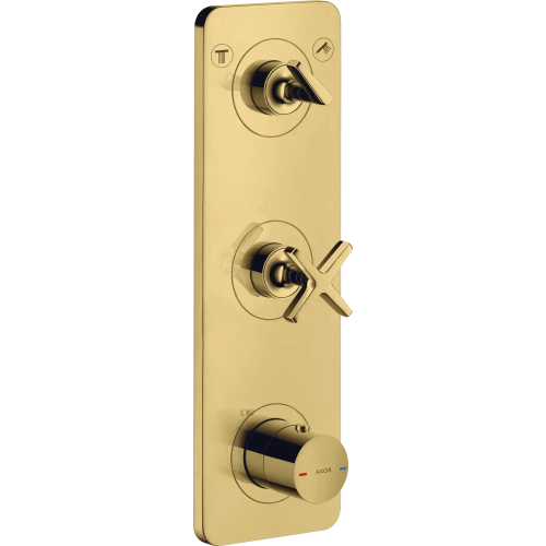 Купить купить модуль термостата 380/120 axor citterio e для 2 потребителей, скрытого монтажа, с панелью, полированное золото арт. 36703990