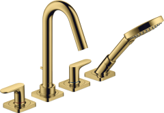 Смеситель на край ванны AXOR Citterio M на 4 отверстия с рычаговыми рукоятками, полированное золото арт. 34444990