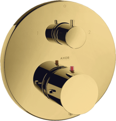 Термостат с запорным/переключающим вентилем Axor Starck, полированное золото арт. 10720990
