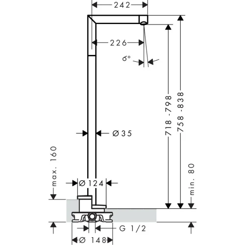 Купить купить излив на ванну напольный axor uno, хром арт. 45412000